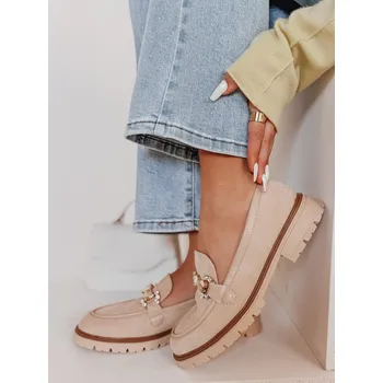Dámské polobotky Dámské mokasíny s plochou podrážkou LOFINKA beige FashionStreet ZY0797 38