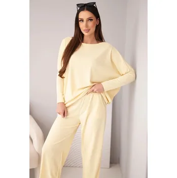 Dámská halenka Dámský komplet z viskózy s volnou blůzou a kalhotami žlutý UNI