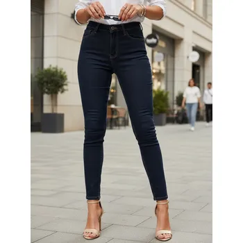 Dámské kalhoty Dámské skinny džíny s vysokým pasem tmavě modré FashionStreet UY2865 s40