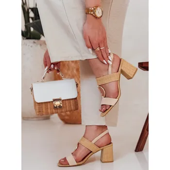 Dámské polobotky Dámské sandály na jehlovém podpatku ROMELLA beige FashionStreet ZY0753 40