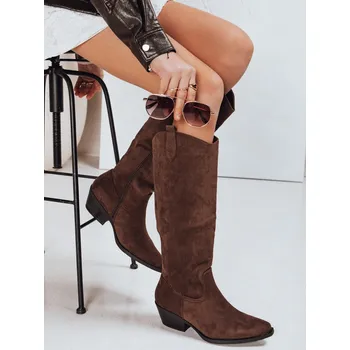 Dámské polobotky Dámské hnědé semišové kovbojské boty FashionStreet ZY1327 37