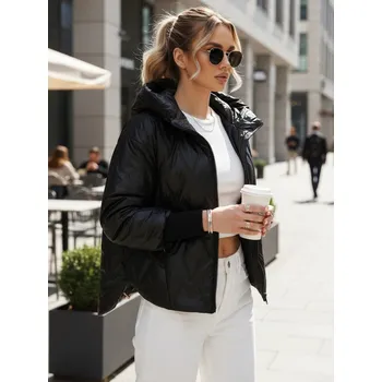 Dámská přechodná prošívaná bunda s kapucí černá FashionStreet TY5559 S