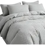 Povlečení Fleece 160x200 MEDVÍDEK Sada Povlečení Zimní Plyšové puntíky ŠEDÉ