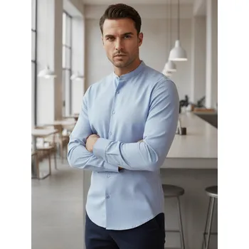 Pánská košile Pánská neformální košile SLIM FIT se stojáčkem modrá FashionStreet DX2616 XL