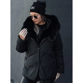 LUNAVI dámská zimní bunda prošívaná s kožešinou černá FashionStreet TY4667 L