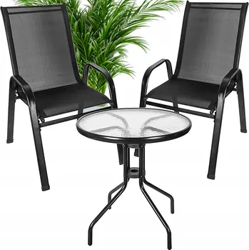 Zahradní sestava Sada zahradního nábytku kovová Jumi FIESTA černá 3 ks STOLEK BISTRO