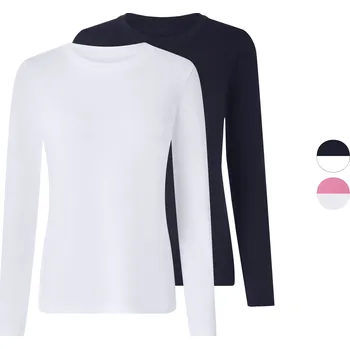 esmara® Dámské triko s dlouhými rukávy s BIO bavlnou, 2 kusy