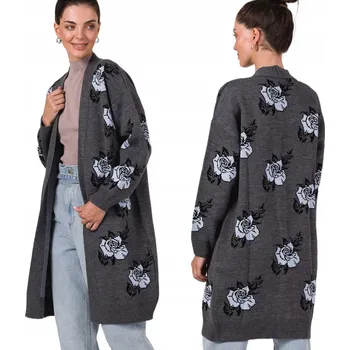 Dámský svetr BeWear dámský svetr šedý volný ke kolenům univerzální velikost