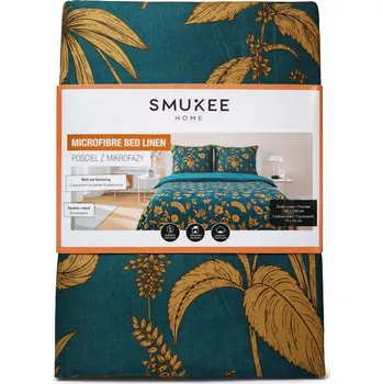 Povlečení Sada povlečení Povlečení z mikrovlákna 220 x 200 ZELENÁ ŠEDÁ KVĚTY Rostliny