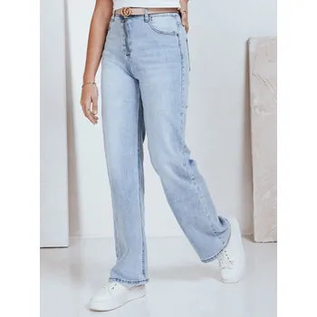 Dámské kalhoty Dámské džíny s vysokým pasem a širokými nohavicemi světle modré FashionStreet UY2786 XL