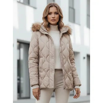 Dámská bunda Dámská zimní bunda LUMORE s prošívanou kapucí béžová FashionStreet TY5011 S