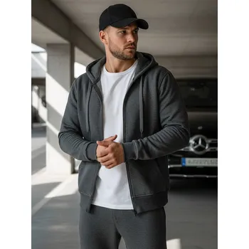 Pánská mikina Pánská mikina na zip antracitová BX2196 M