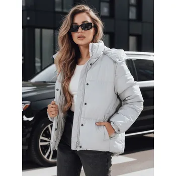 Dámská kožená přechodná bunda COLLAR šedá FashionStreet TY5190 S