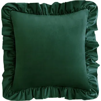 Povlak na polštářek Dekorační povlak na polštář z VELURU s volánkem 40x40 Khaki soft
