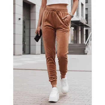 Dámské kalhoty Dámské tepláky velur hnědé FashionStreet UY2838 XL