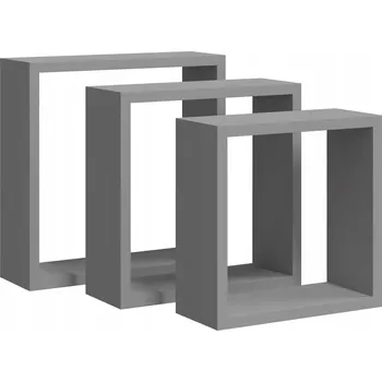 police Nástěnné police ve tvaru kostek VidaXL, šedé, 3 ks