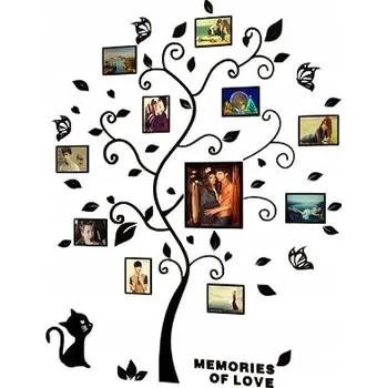 Obraz Nálepky na zeď s rámečky na fotky Strom černý listy L