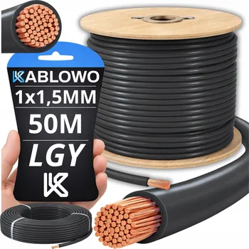 elektrický kabel VODIČ LGY KABEL JEDNOŽILOVÝ ELEKTRICKÝ 1X1,5MM ČERNÝ 50M