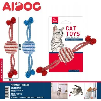 Hračka pro psa Barevný míček z nylonu pro kočky - Hračka se zvukem