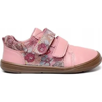 Dívčí tenisky BAREFOOT DĚTSKÉ BOTY VELIKOST 27, BOTY PRO DĚTI 23-3387-0184 RŮŽOVÉ S KVĚTINAMI RENBUT