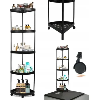 Koupelnový nábytek 5-PATROVÁ ROHOVÁ POLICE DO SPRCHY, STOJÍCÍ ORGANIZÉR DO KOUPELNY, REGÁL S KOLEČKY