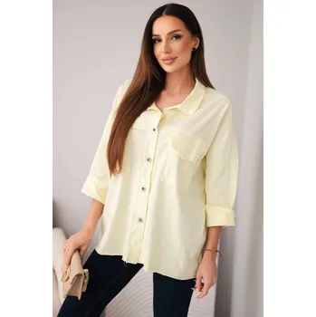 Dámské tričko Dámská bavlněná košile s kapsami žlutá UNI