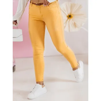Dámské kalhoty CLARET dámské džínové kalhoty s páskem žluté FashionStreet UY2454 M