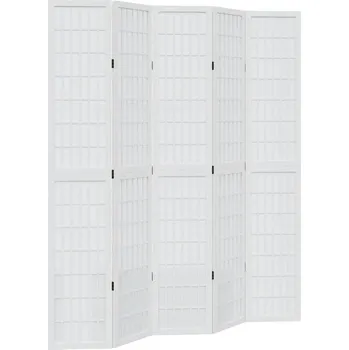 Paraván Paraván 5-panelový, bílý, masivní dřevo paulovnie