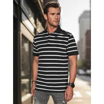 Pánské tričko Pánská pruhovaná polokošile černá FashionStreet PX0636 XXL