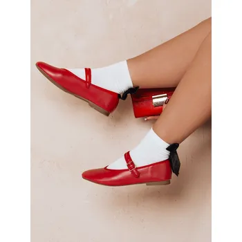 Dámské polobotky Dámské baleríny na zip ELLICAN červené FashionStreet ZY0661 36