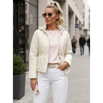 Dámská prošívaná bunda s kapucí ecru FashionStreet TY5533 XL