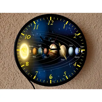 Hodiny Hodiny noční lampa SLUNEČNÍ SOUSTAVA
