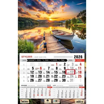 Kalendář Kalendář 2026 JEDNODÍLNÝ nástěnný 31,5x48cm Třídílný KTJ-1 MAZURY