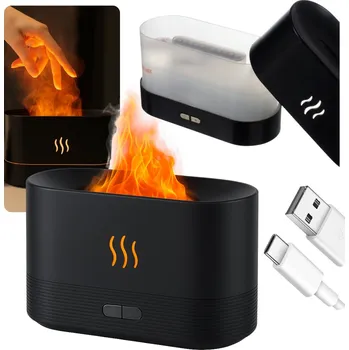 Zvlhčovač vzduchu Zvlhčovač vzduchu Difuzér olejů EFEKT PLAMENE černý Blikající krb