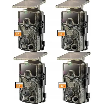 IP kamera 4 KUSY FOTOPASTI IR KAMERA DO LESA 48 Mpx 4K 36 LED NOČNÍ REŽIM S 32GB KARTOU