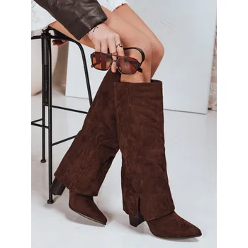 Dámské polobotky Dámské semišové kovbojské boty hnědé FashionStreet ZY1325 36