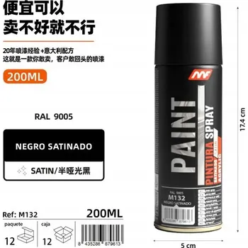 Barva ve spreji Barva ve spreji černá saténová 200 Ml, 6 Ks