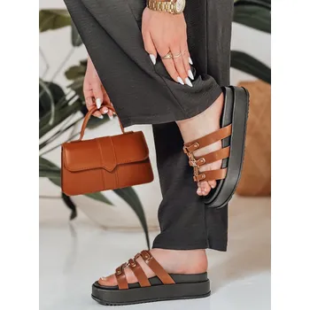 Dámské polobotky Dámské žabky na platformě PLATOFI camel FashionStreet ZY0880 41