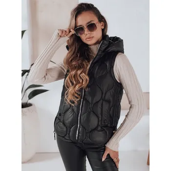Dámská vesta Dámská prošívaná vesta s kapucí MISSVEST černá FashionStreet TY5018 S