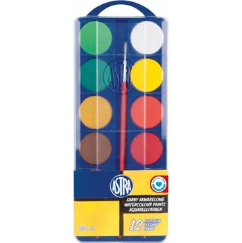 Výtvarná barva Akvarelové barvy 12 barev fi 30 mm Astra
