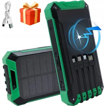 Powerbanka SOLÁRNÍ POWERBANKA 10000 mAh se 4 KABELY a SVÍTILNOU