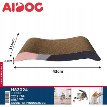 Škrabadlo pro kočky M s macraronami a kočičkou – 43 cm