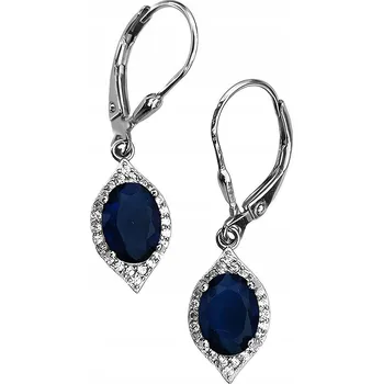 Náušnice Stříbrné náušnice 925 dlouhé safírové kapky