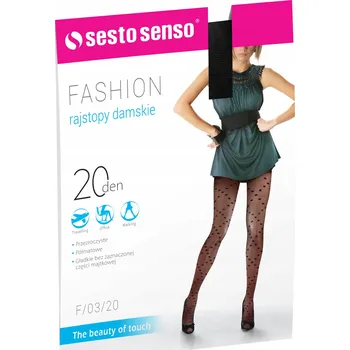 Dámské punčochy Vzorované Punčocháče Sesto Senso 20 DEN černé, velikost 2