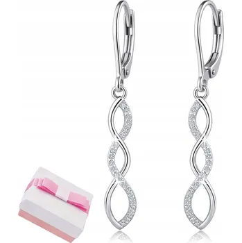 Náušnice Stříbrné náušnice Mennica Bydgoska se zirkony 925 srdce 3,60 cm