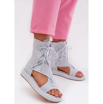 Dámské sandále Dámské sandály Eko semiš s horní částí a šněrováním Modré Ferlisse 41