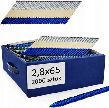 Hřebík Hřebíky 2,8x65 do hřebíkovačky s kroužkovým dříkem, pozink, spojené papírem 34°, 2000 ks