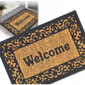 Rohožka VENKOVNÍ VSTUPNÍ ROHOŽKA PŘED DVEŘE 40x60 GUMOVÁ KOKOSOVÁ NA BOTY