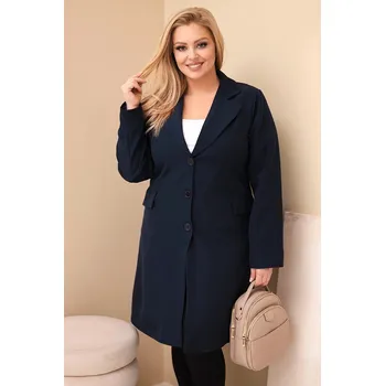 Dámský kabát Dámský plášť Plus Size dlouhý s límcem a kapsami granátový UNI