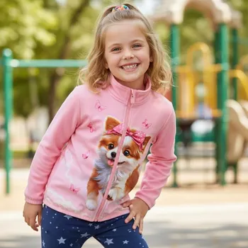 Dívčí mikina Dívčí mikina s pejskem SM3637 Velikost: 128, Barva: Růžová